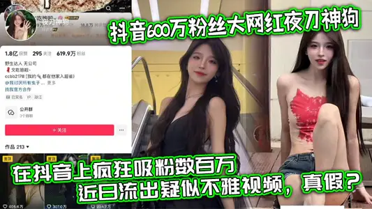抖音600万粉丝大网红夜刀神狗,小姐姐凭借着自己的颜值和身材,靠着诱惑的微擦边作品,在抖音上疯狂吸粉数百万,近日流出疑似不雅视频,真假?